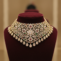 Kundan Polki choker necklace silver gold polish