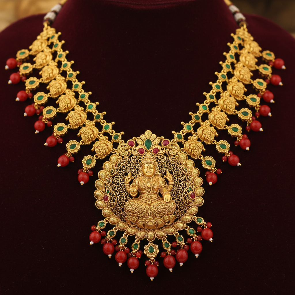 Lakshmi Temple Necklace gold plated